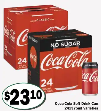 Friendly Grocer Coca-Cola Soft Drink Can 24x375ml Varieties offer