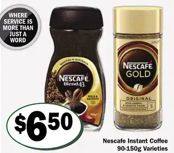 Friendly Grocer Nescafe Instant Coffee 90-150g Varieties offer