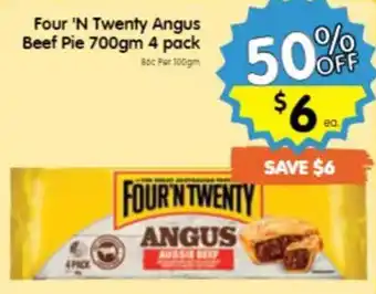 Four 'N Twenty Angus Beef Pie 700gm 4 pack