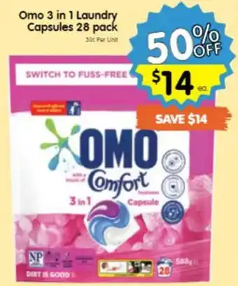 Spar Omo 3 in 1 Laundry Capsules 28 pack offer