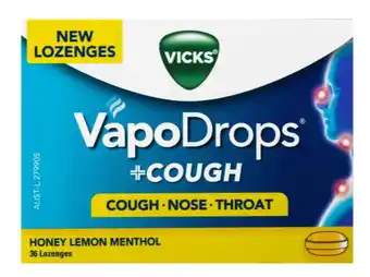 Direct Chemist Outlet Vicks honey lemon menthol 36 lozenges offer