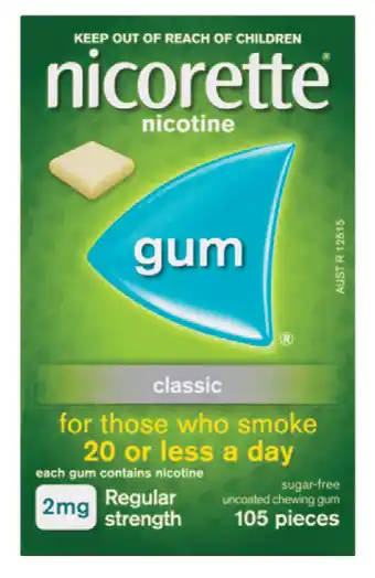 Nicorette gum 2mg classic 105 pack