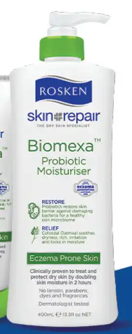 Rosken skin repair biomexa probiotic moisturiser 400ml