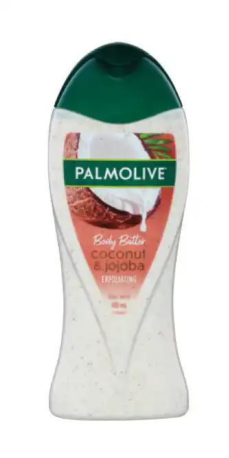 Direct Chemist Outlet Palmolive body butter coconut & jojoba exfoliating body wash 400ml offer