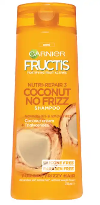 Garnier fructis nutri-repair 3 coconut no frizz shampoo 315ml