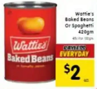 Wattie's Baked Beans Or Spaghetti 420gm