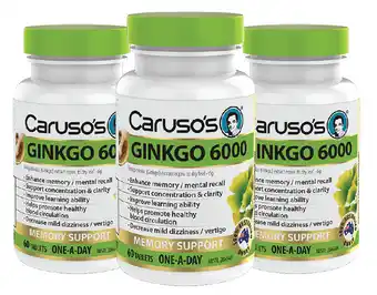 Direct Chemist Outlet Caruso's natural health ginkgo 6000 60 tablets offer