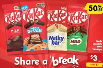 Spar Nestle Chocolate Block 118-180gm offer
