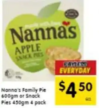Nanna's Family Pie 600gm or Snack Pies 450gm 4 pack