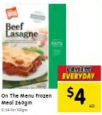 Spar On The Menu Frozen Meal 260gm offer