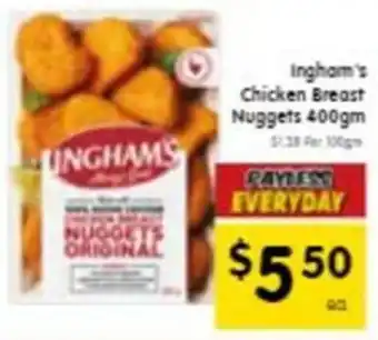 Spar Ingham's Chicken Breast Nuggets 400gm offer