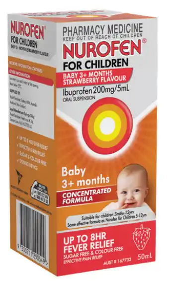 Star Discount Chemist Nurofen for children baby 3+ months strawberry flavour 50ml offer