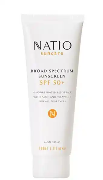 Alliance Pharmacy Natio suncare broad spectrum sunscreen spf50+ 100ml offer