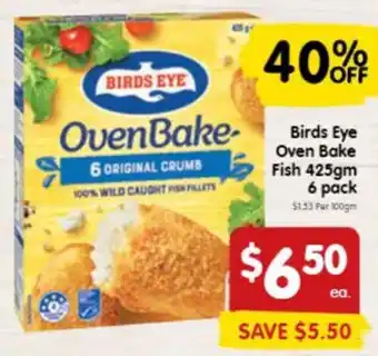 Spar Birds Eye Oven Bake Fish 425gm 6 pack offer