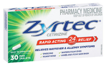 Zyrtec cetirizine rapid acting relief 30 tablets