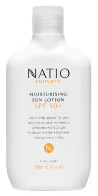 Alliance Pharmacy Natio moisturising sun lotion spf50+ 200ml offer