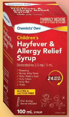 Chemists’ own children’s hayfever & allergy relief syrup 100ml