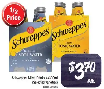 Farmer Jack's Schweppes Mixer Drinks 4x300ml offer