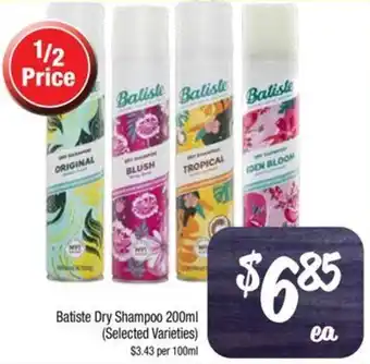 Farmer Jack's Batiste Dry Shampoo 200ml offer