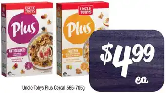 Farmer Jack's Uncle Tobys Plus Cereal 565-705g offer