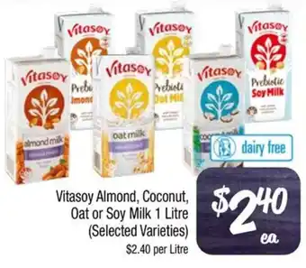 Vitasoy Almond, Coconut, Oat or Soy Milk 1 Litre