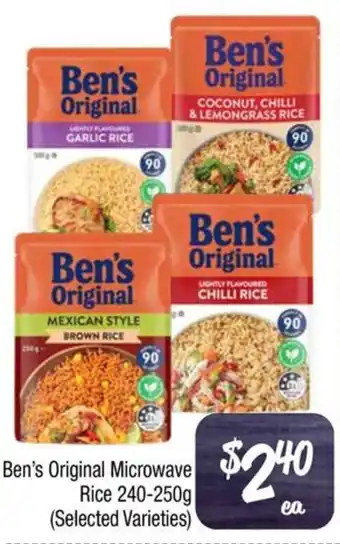 Farmer Jack's Ben's Original Microwave Rice 240-250g offer