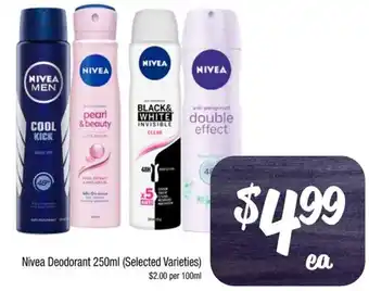 Farmer Jack's Nivea Deodorant 250ml offer