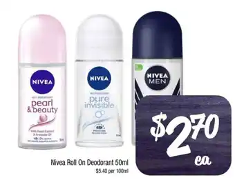 Farmer Jack's Nivea Roll On Deodorant 50ml offer