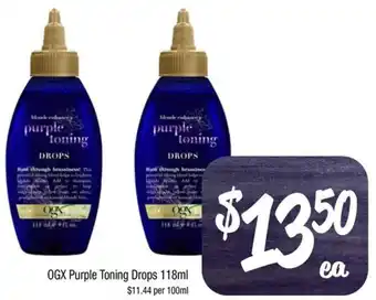 Farmer Jack's OGX Purple Toning Drops 118ml offer