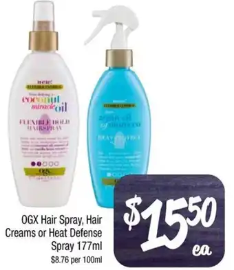 Farmer Jack's OGX Hair Spray, Hair Creams or Heat Defense Spray 177ml offer