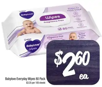 Farmer Jack's Babylove Everyday Wipes 80 Pack offer