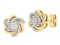 Bevilles Jewellery Flower Halo Stud Earrings with 0.10ct of Diamonds in 9ct Yellow Gold offer
