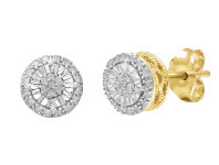Bevilles Jewellery Brilliant Halo Round Stud Earrings with 0.10ct of Diamonds in 9ct Yellow Gold offer