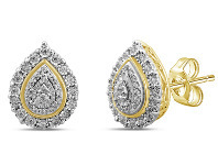 Bevilles Jewellery Miracle Pear Halo Earrings with 1/5ct of Diamonds in 9ct Yellow Gold offer