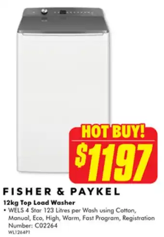 The Good Guys FISHER & PAYKEL 12kg Top Load Washer offer
