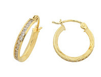 Bevilles Jewellery 9ct Yellow Gold Silver Infused Cubic Zirconia Hoop Earrings-15mm offer