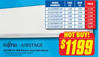 The Good Guys C2.5kW H3.2kW Reverse Cycle Split System offer