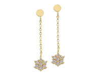 Bevilles Jewellery 9ct Yellow Gold Silver Infused Cubic Zirconia Star Drop Earrings offer