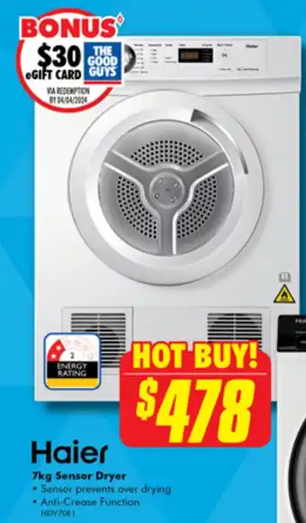 The Good Guys 7kg Sensor Dryer offer