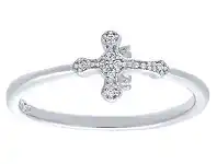 Bevilles Jewellery Fancy Cross Ring with Cubic Zirconia in Sterling Silver offer