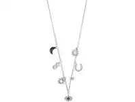 Bevilles Jewellery Multi Charm Necklace with Cubic Zirconia in Sterling Silver offer