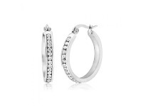 Shiels Stainless Steel 25mm Full Circle Crystal Hoop Earrings offer