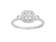Shiels 9ct White Gold Cushion Shape Diamond Ring with 9 Brilliant Diamonds offer