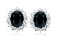 Grahams Jewellers 9ct Yellow Gold 7x5mm Oval Cut Natural Sapphire and 0.42 Carat Diamond Stud Earrings offer