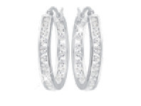 Grahams Jewellers Sterling Silver Cubic Zirconia 18mm Hoop Earrings offer