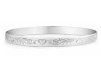 Grahams Jewellers Sterling Silver Heart Engraved 65mm Bangle offer