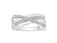 Shiels 9ct White Gold Diamond Double Cross Over Ring with 20 Brilliant Diamonds offer
