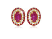 Grahams Jewellers 9ct Yellow Gold Natural Ruby & Diamond Studs offer