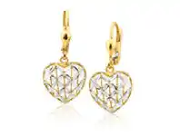 Grahams Jewellers 9ct Yellow Gold & White Gold Two-tone Heart Shaped Filigree Drop Earrings offer