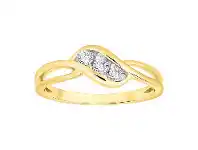Shiels 9ct Yellow Gold Diamond Trilogy Ring with 3 Brilliant Diamonds offer